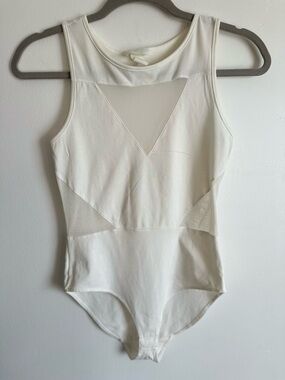 H&M White Mesh Inset Sleeveless Bodysuit